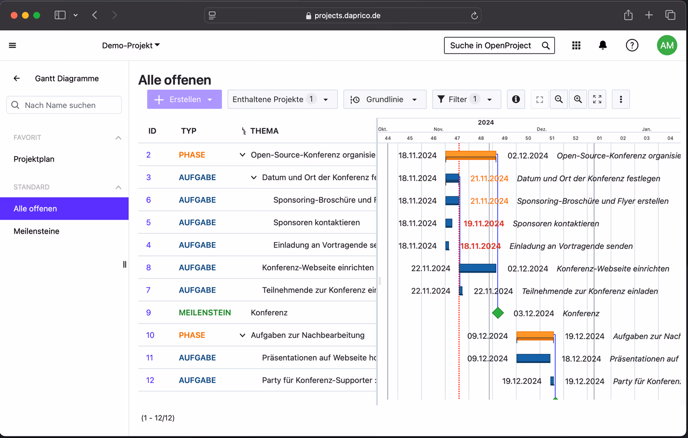 OpenProject im openDesk-Arbeitsplatz
