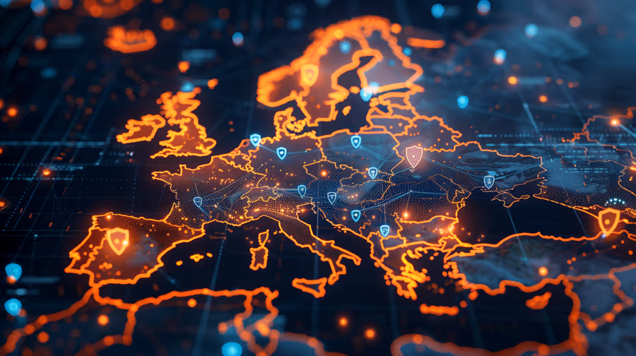 Vernetzte Europakarte als Sinnbild für EU AI Act und Compliance