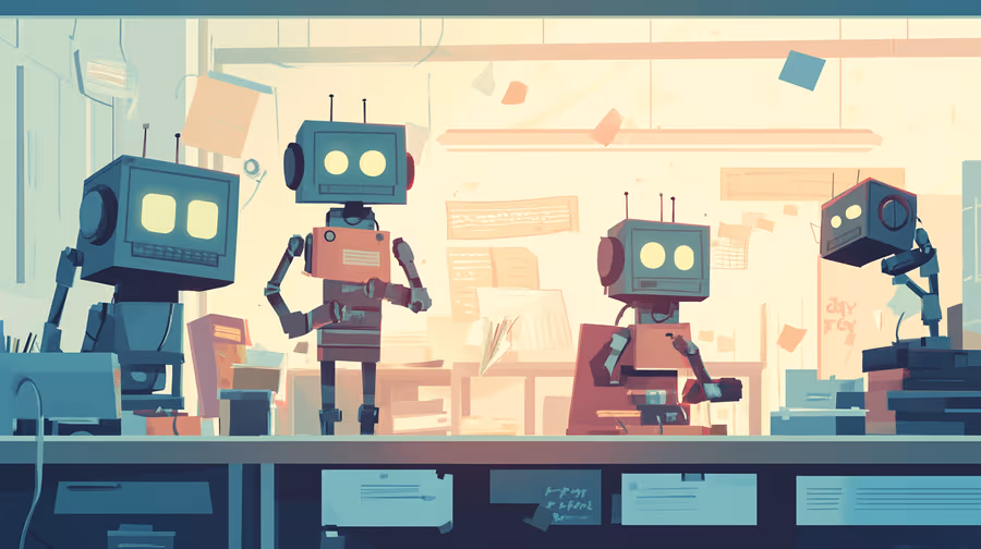 Roboterarme im Büro als Sinnbild für souveränen KI-Einsatz